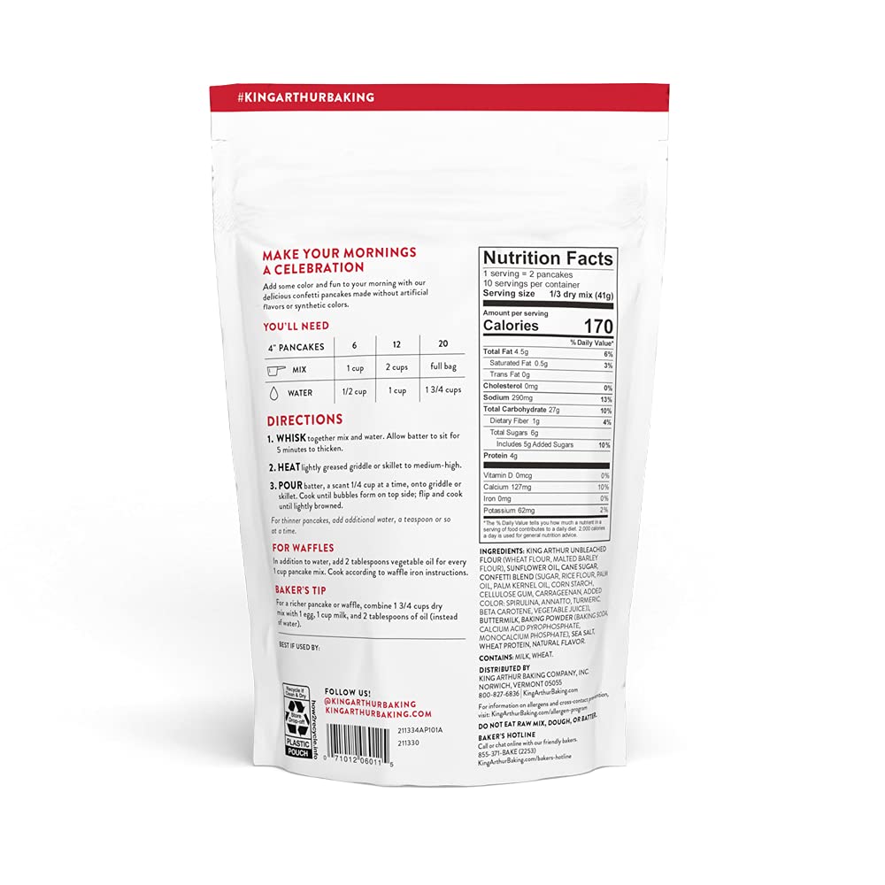 King Arthur Confetti Pancake Mix Just Add Water, Sourced Non-Gmo, Certified Kosher, 15 Oz (Pack Of 1)