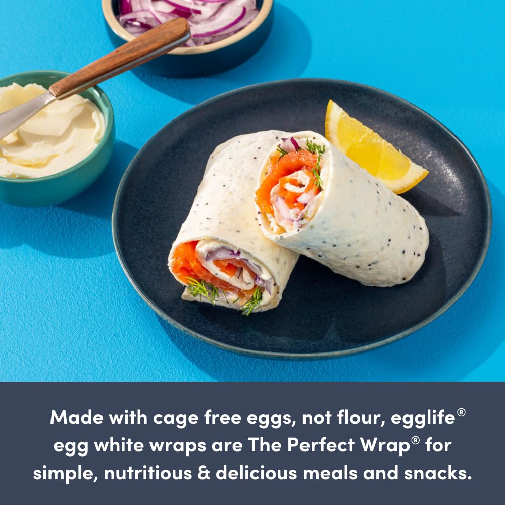 egglife egg white wraps, Everything Bagel, Egg White Wraps, 12 Total Wraps (2-6 Packs) - Gluten Free, Dairy Free, No Flour, Suga