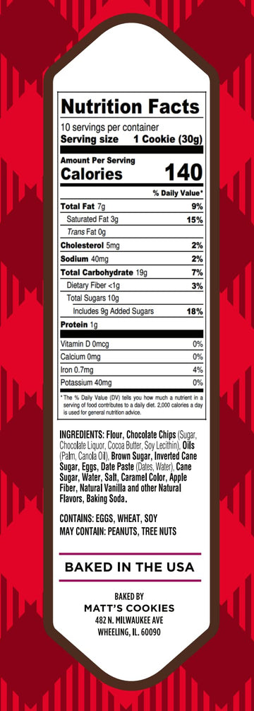 Matt's Bakery Variety Pack Cookies - Soft-Baked, Non-GMO, All-Natural, 4 Bags (10.5oz Each) - 2 Chocolate Chip, 1 Peanut Butter,