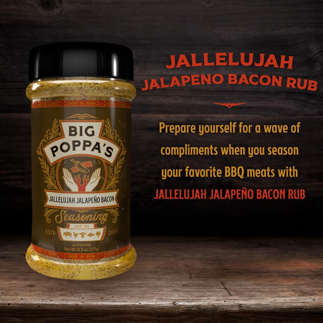 Big Poppas Jallelujah Jalapeno Bacon Seasoning - Gluten-Free Sweet & Spicy Seasoning - Versatile Maple Bacon Rub For Beef, Chick