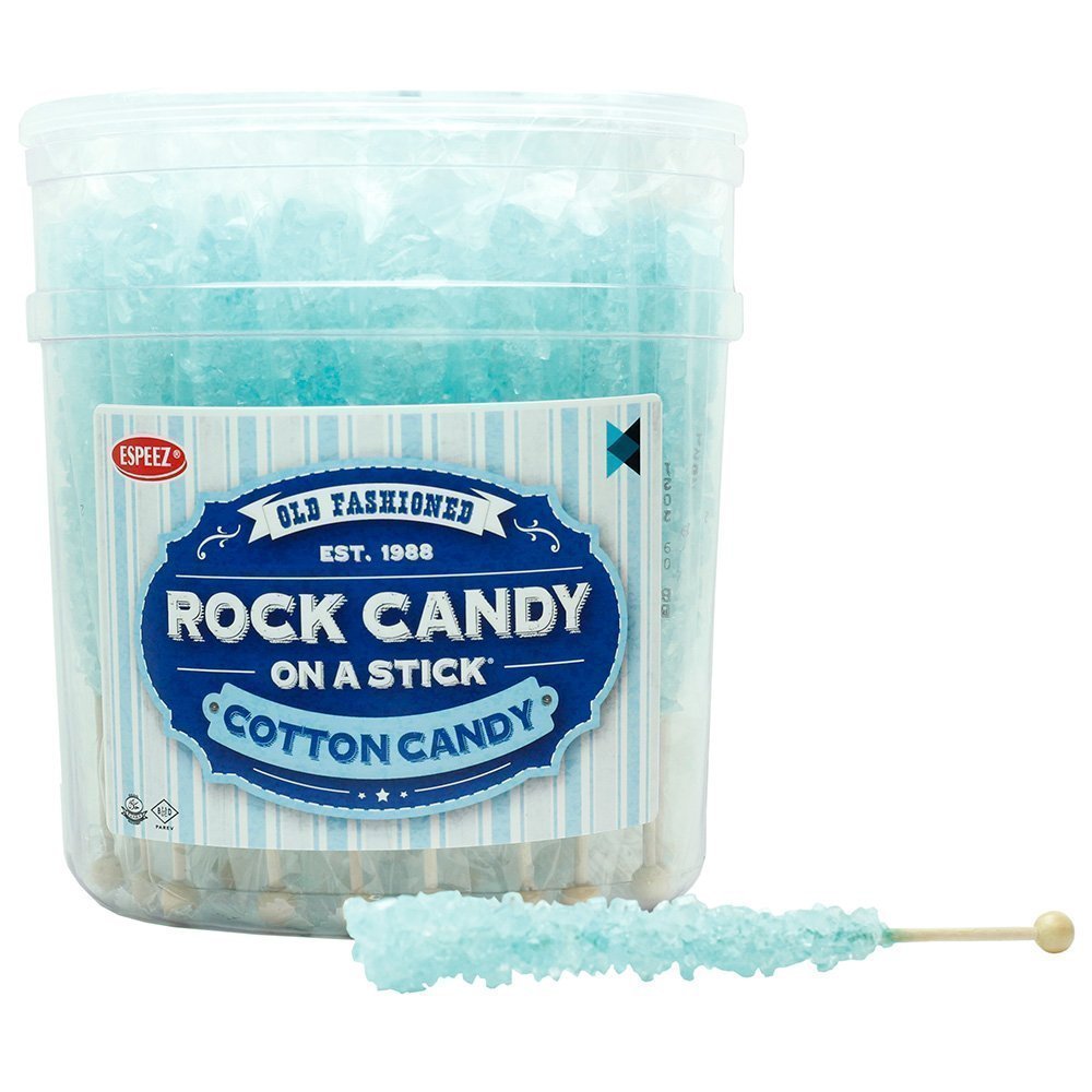 Espeez Extra Large Rock Candy Sticks - 36 Count - Light Blue - Individually Wrapped for Candy Buffets, Birthdays, Weddings