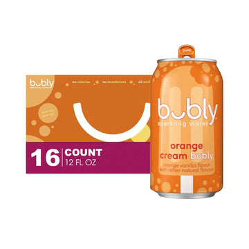 Bubly 16-Pack of Orange Cream Flavored Sparkling Water 12 fl oz On-the-Go Aluminum Can