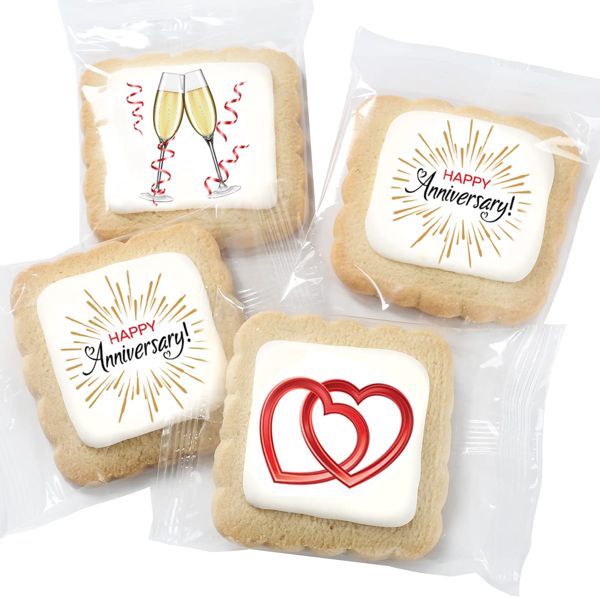 Happy Anniversary Cookies Gift Basket 4 Pack For Men Women Wife Husband Wedding Engagement Boyfriend Girlfriend Spouse | Nut Free | Kosher