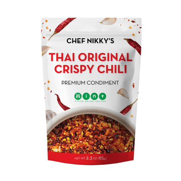 CHEF NIKKY Thai Original Crispy Chili Hot Sauce - Garlic Oil with Chili Crisp - 2.3 Ounce