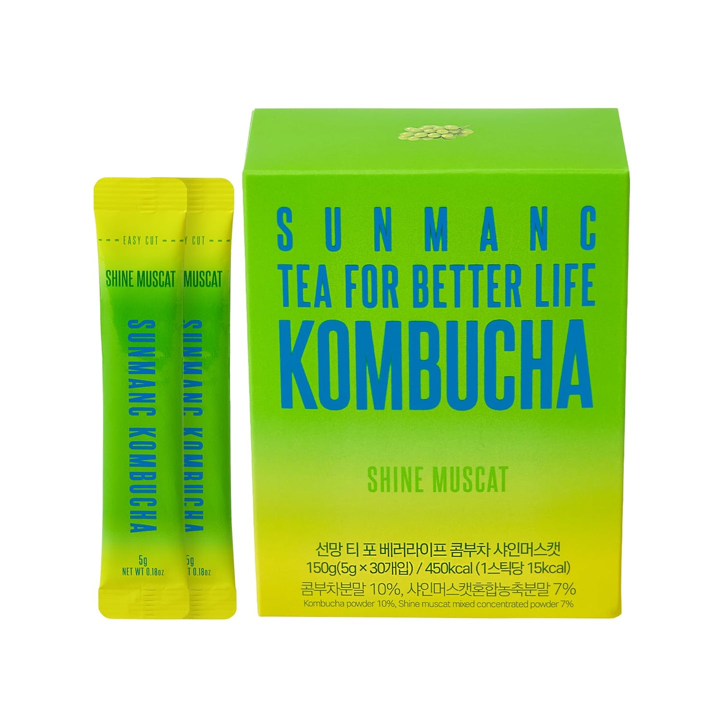 SUNMANC Kombucha Powdered Drink Mix, Sparkling Probiotic, Low Calorie, 30 Packets, 5.29 Ounce