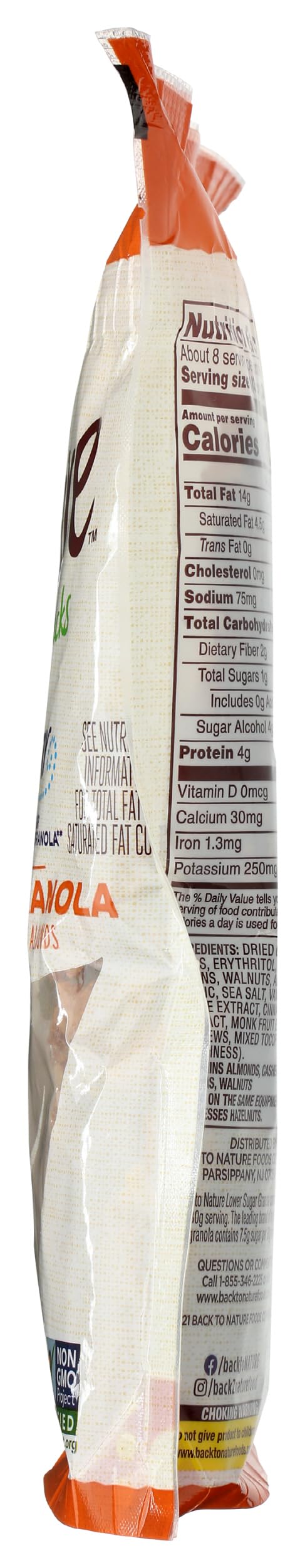 Back To Nature Lower Sugar Granola Non-Gmo Cinnamon Pecan 8 Ounce