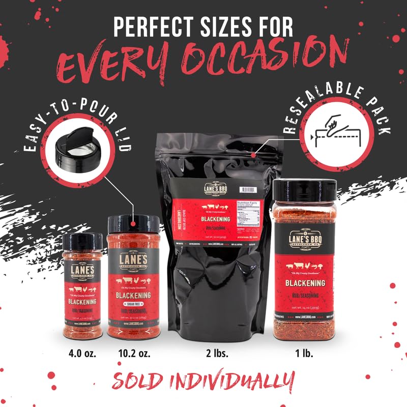 Lanes Blackened Seasoning Spice, All-Natural Cajun Seasoning, 32 Ounce, Made in the USA