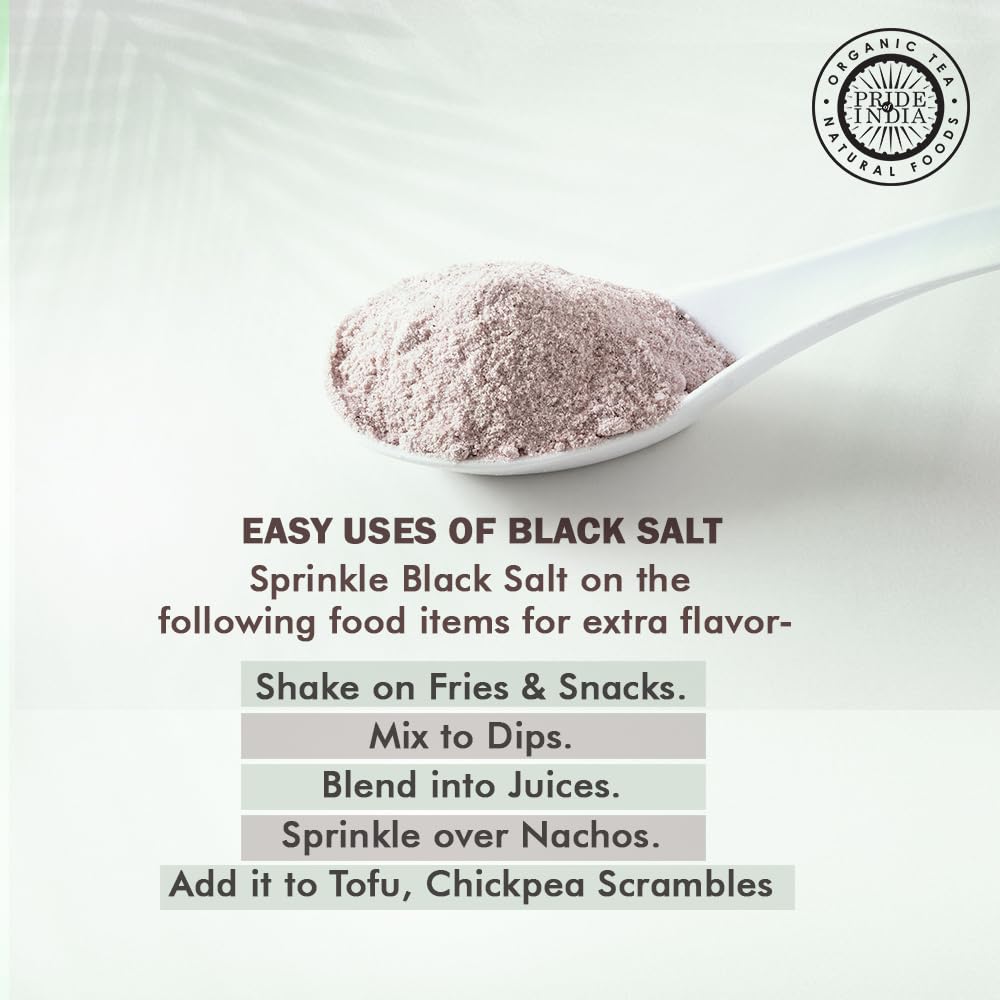 Pride Of India - Himalayan Black Salt (Kala Namak) Extra Fine, 1 Pound (16oz) Dual Sifter Jar - 84+ Natural Mineral Enriched - G