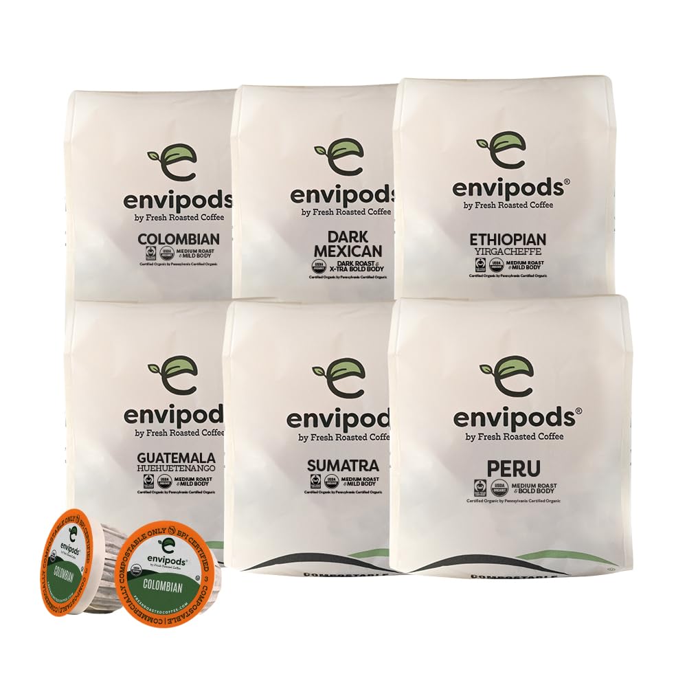 Fresh Roasted Coffee Organic Single Origin Envipods Variety Pack, 72 Count for K Cup Brewers, USDA Organic, Kosher