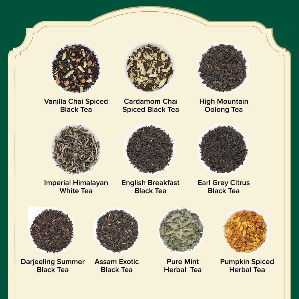 VAHDAM Assorted Tea Sampler - 20 Variants, 40 Pyramid Tea Bags, Premium Variety Pack, 2 Count (Pack of 25)