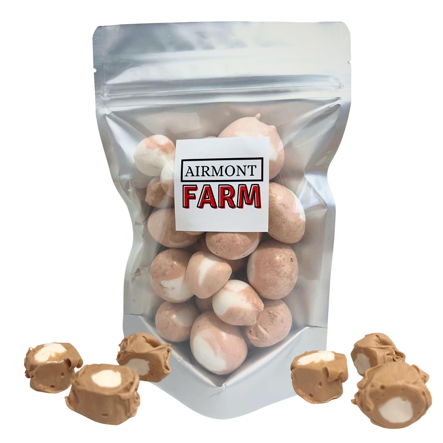 Airmont Farm Freeze-Dried Candy Salt Water Taffy - Root Beer Flavor, Bite-Sized Pieces, 2 oz, Crunchy Snack