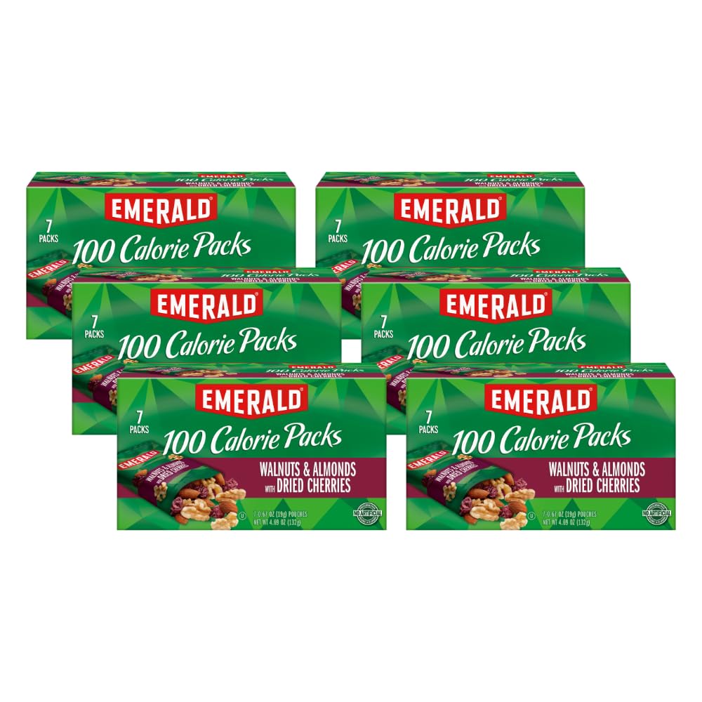 Emerald Nuts Walnuts & Almonds with Dried Cherries, 100 Calorie Pack, 4.69 OZ (Pack of 6)