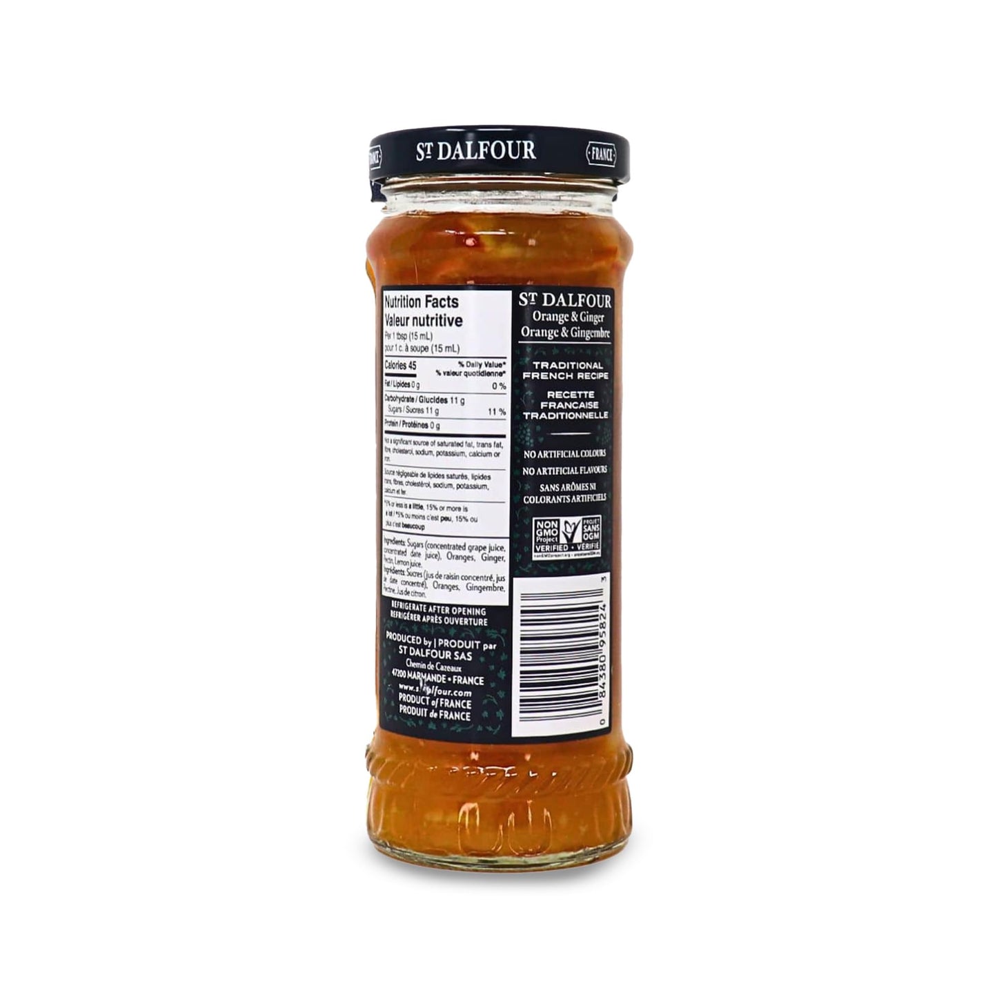 St. Dalfour Orange & Ginger Fruit Spread - 10Oz - 100% From Fruit, No Artificial Ingredients, Non Gmo, No Cane Sugars, All Natural, Made In France