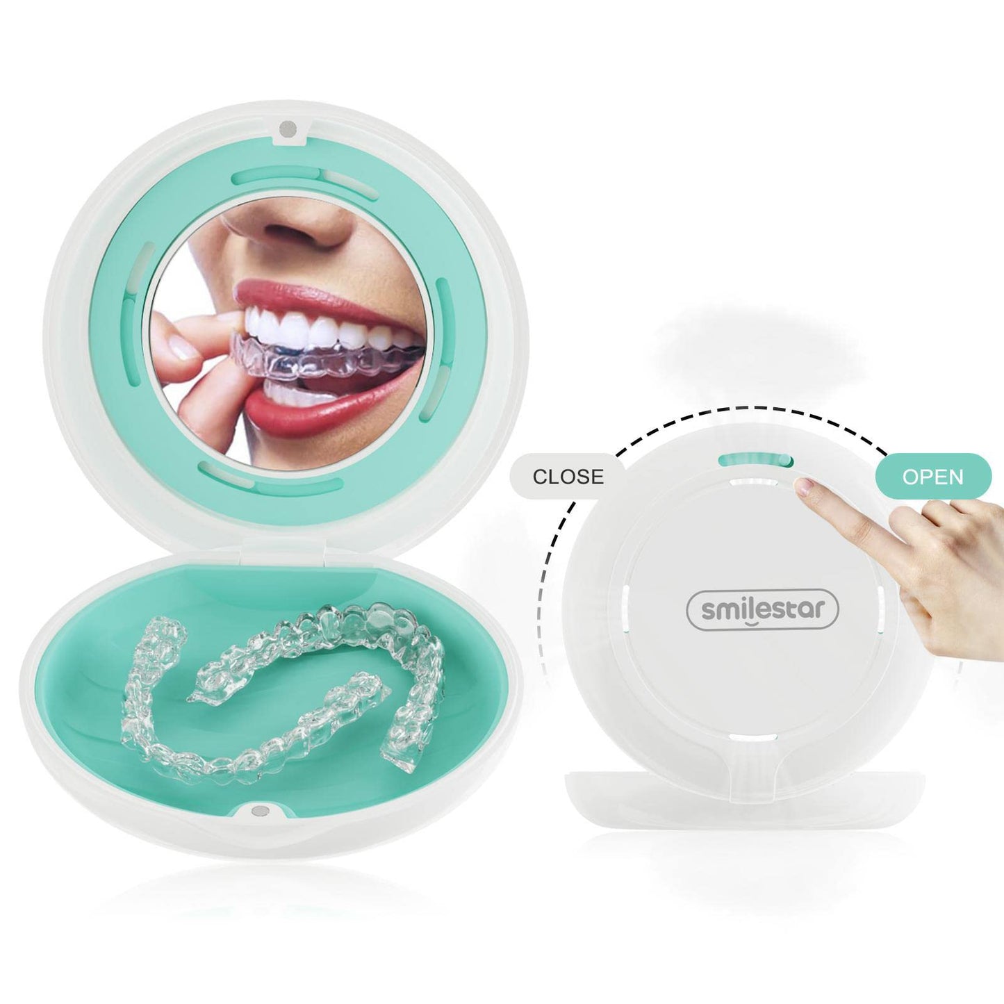 Retainer Holder Case Compatible With Invisalign, Cute Aligner Cases With Mirror And Slid Vent Holes, Slim Mouth Guard Holder Den