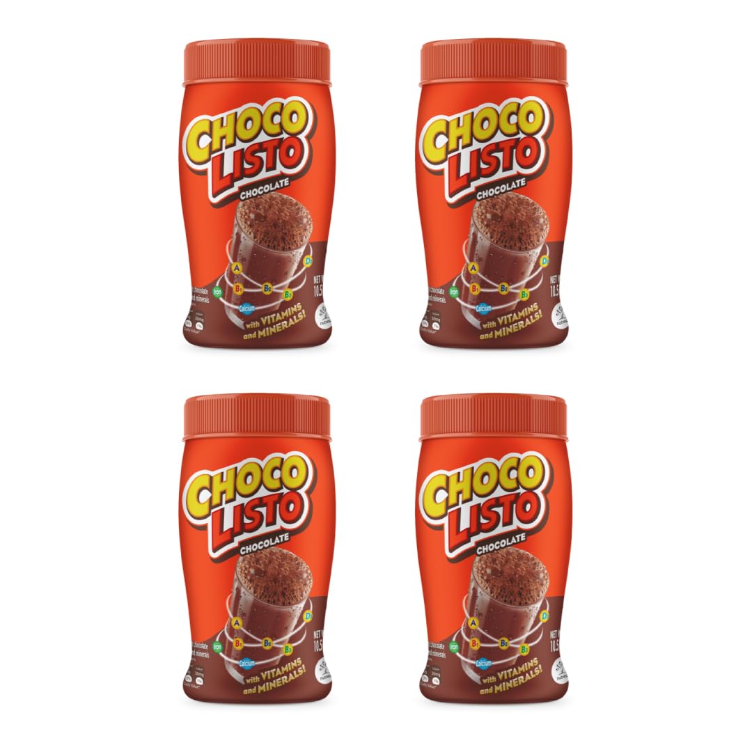 Chocolisto Instant Chocolate Drink, Nutritious Beverage With Vitamins And Minerals, 10.5 Oz Per Pack, Pack Of 4.