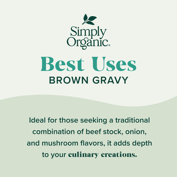 Simply Organic Brown Gravy Seasoning Mix, 1-Ounce 12 Pack, Old Fashioned Brown Gravy With Beef Stock, Onion & Mushroom Flavors