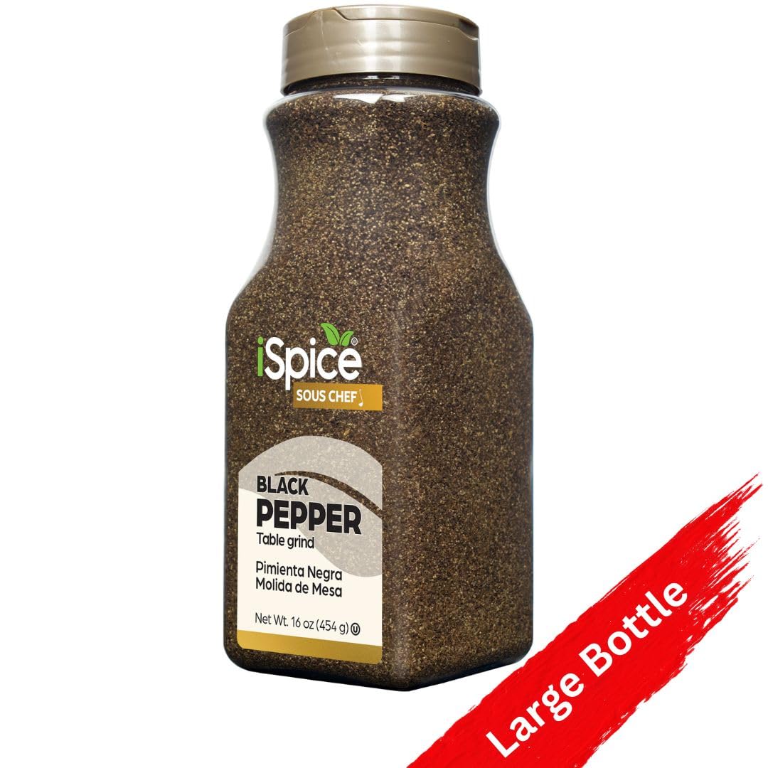Ispice | Black Pepper Ground | 16 Oz | Bulk Size | Kosher | Rich Aroma