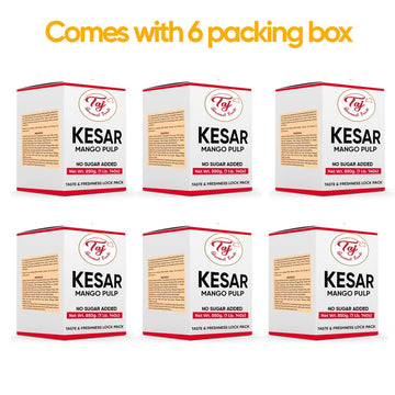 Taj Kesar Natural Mango Pulp 6-Pack | No Added Sugar | 30-Ounce (850G)