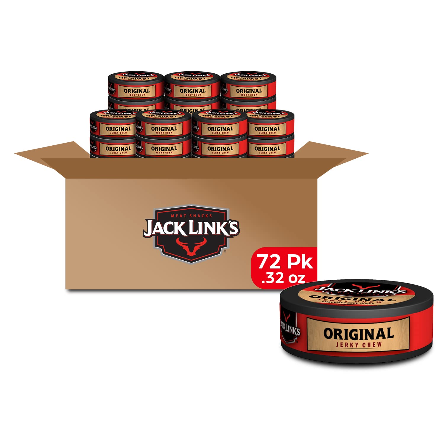 Jack Link'S Beef Jerky Chew,Original,Bulk Pack - Shredded Beef Jerky,Made With Premium Beef,0.32 Oz Per Snack Tin,23.04 Oz Total