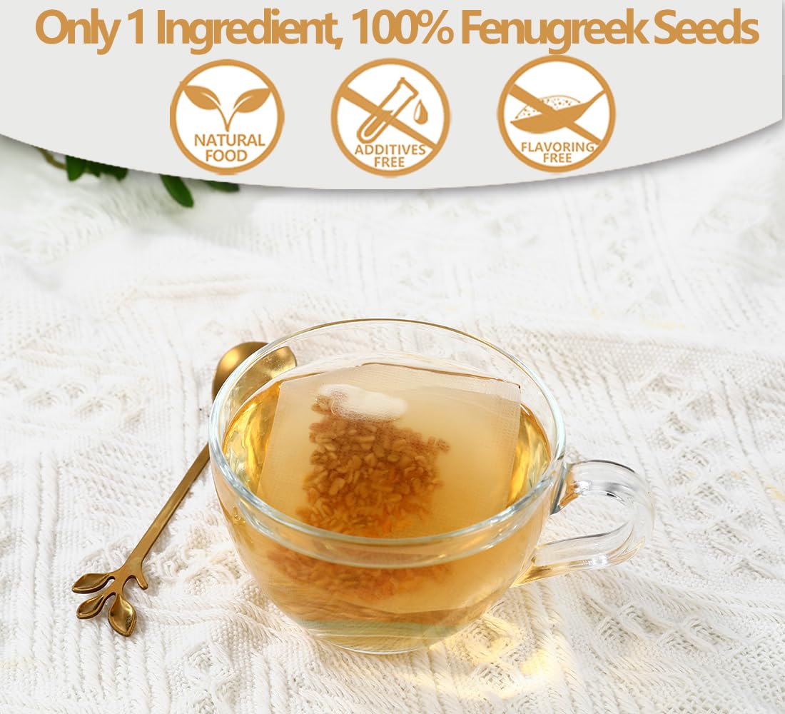 ULTHMOK Premium Fenugreek Tea Bags, 100% Natural, Caffeine Free, 60 Count Pack