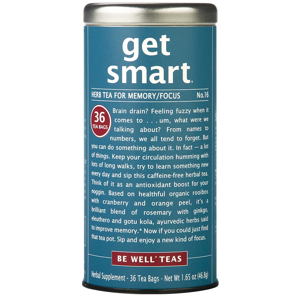 The Republic of Tea Get Smart Tea - 36 Count Pack - Herbal Tea, Caffeine-Free