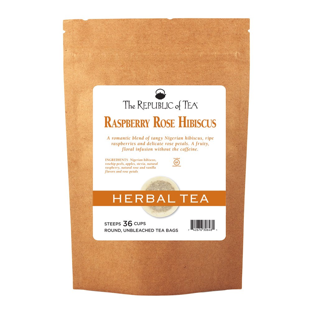 The Republic Of Tea - Raspberry Rose Hibiscus, Herb Tea For Sweethearts, 36 Tea Bags