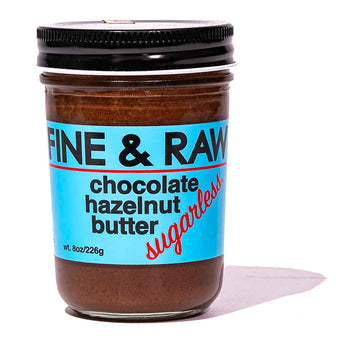 Fine & Raw Sugarless Chocolate Hazelnut Butter Spread 8 Ounce - Clean Ingredients, Vegan, Keto Friendly, Organic Chocolate Hazel