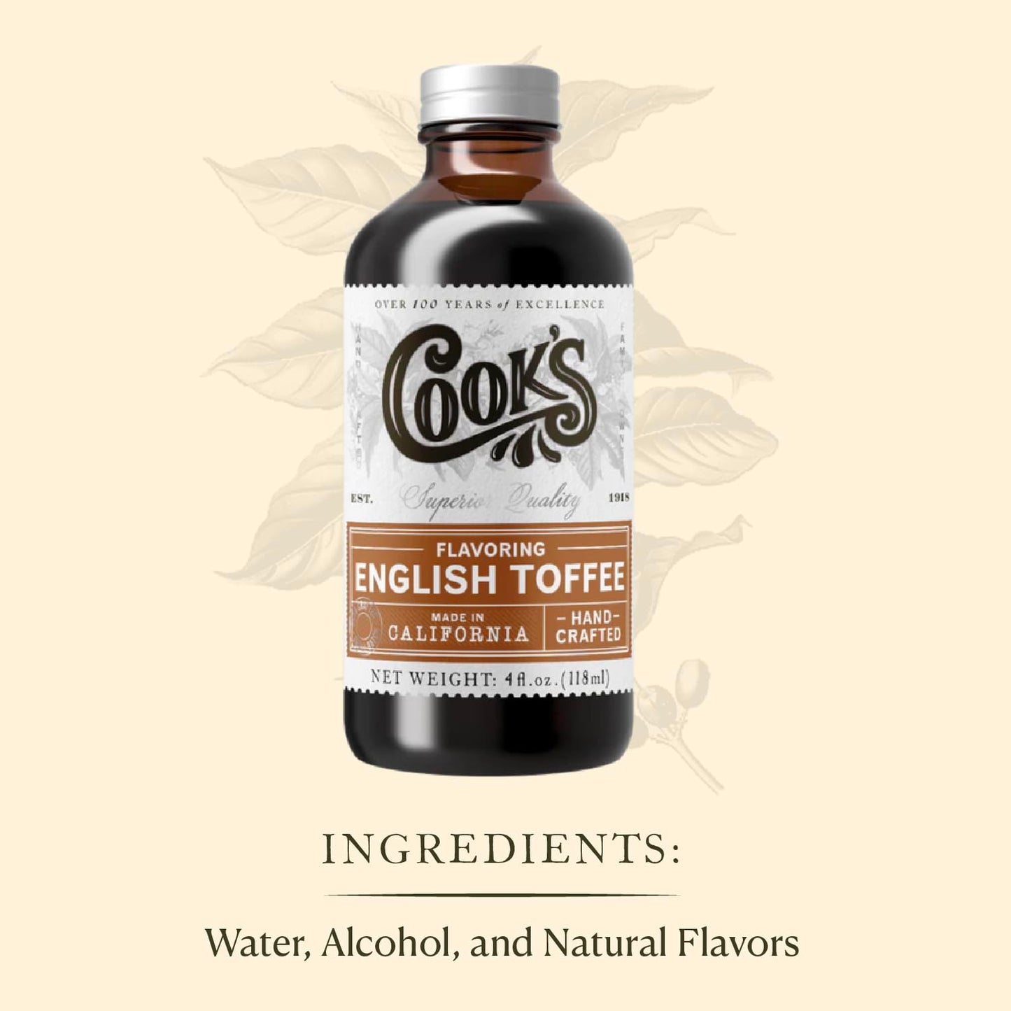 Cook'S, English Toffee Flavoring For Baking, Icing, Cinnamon Rolls, Scones, 4 Oz