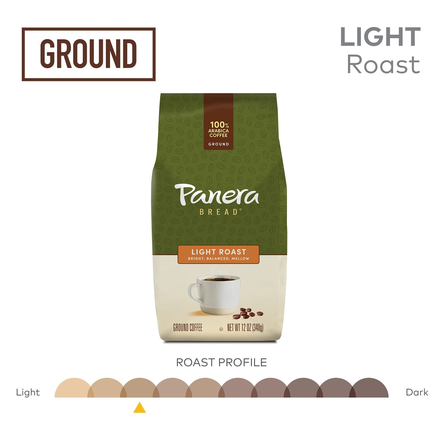 Panera Light Roast, Ground Coffee, 100 Percent Arabica Coffee, Bagged 12Oz.