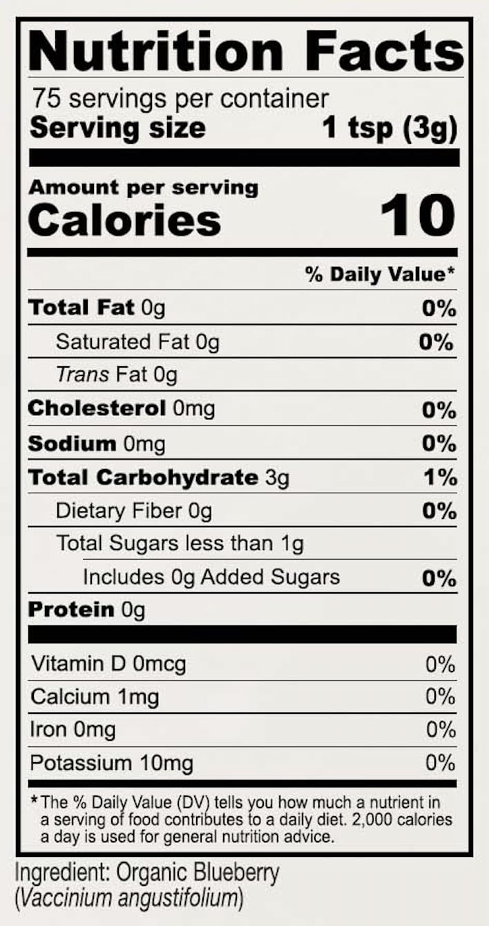 Anthony'S Organic Blueberry Powder, 8 Oz, Freeze-Dried, Gluten Free, Non Gmo