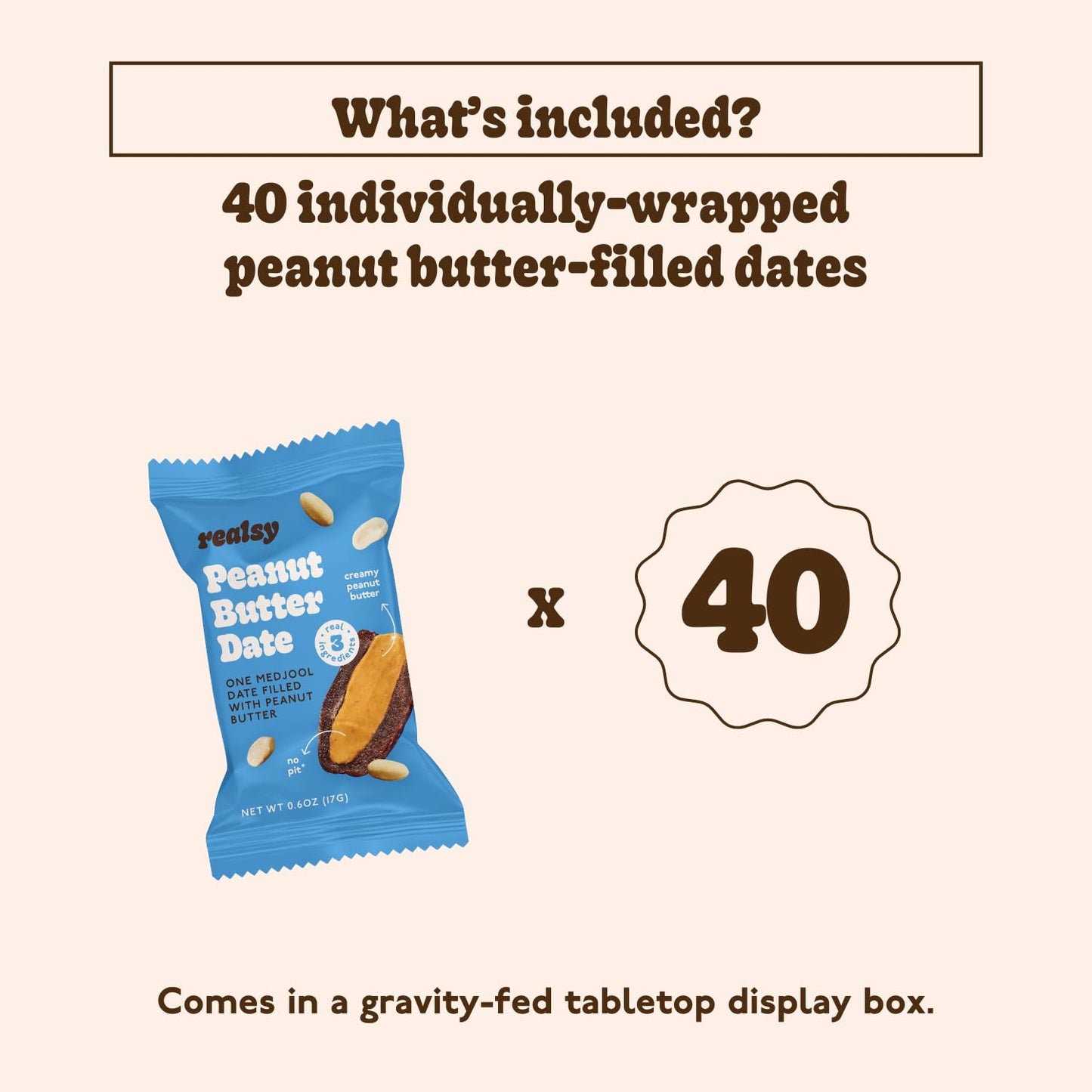 Realsy Filled Medjool Dates, Organic Dates With No Sugar Added, Gluten-Free, Vegan, All Natural Healthy Snack, Single Wrapped (4