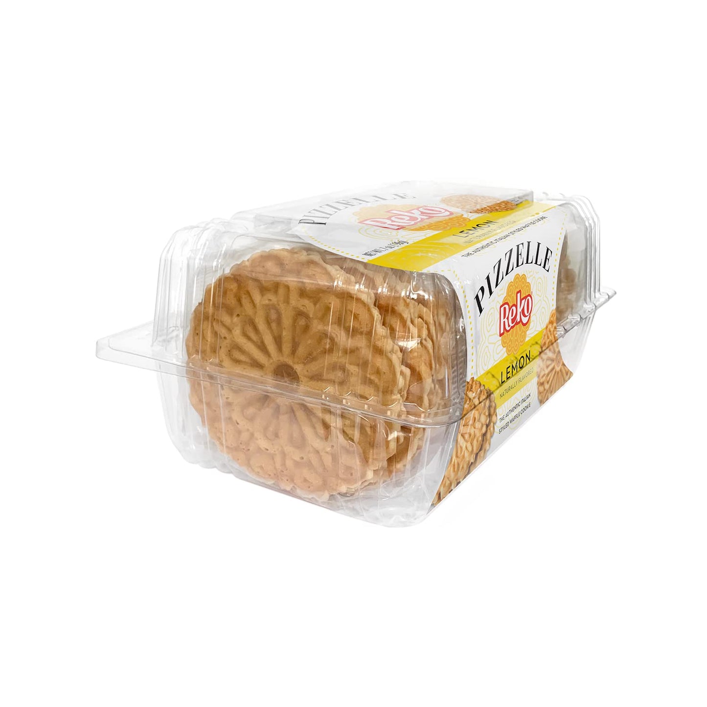 Reko Pizzelle Authentic Italian Style Waffle Cookie, Lemon, 7 Ounce (Pack of 12)