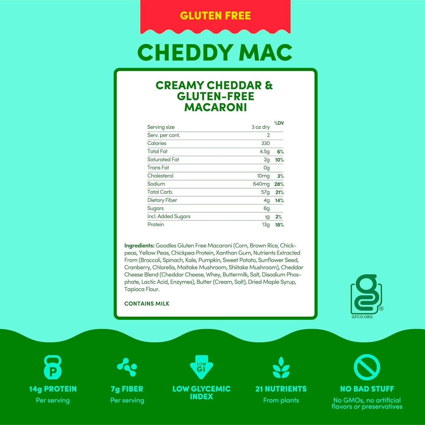 GOODLES Gluten-Free Cheddy Mac 6-pack, 6oz - 13g Protein & 4g Fiber per serving, 21 Nutrients from Plants and Made with REAL Che