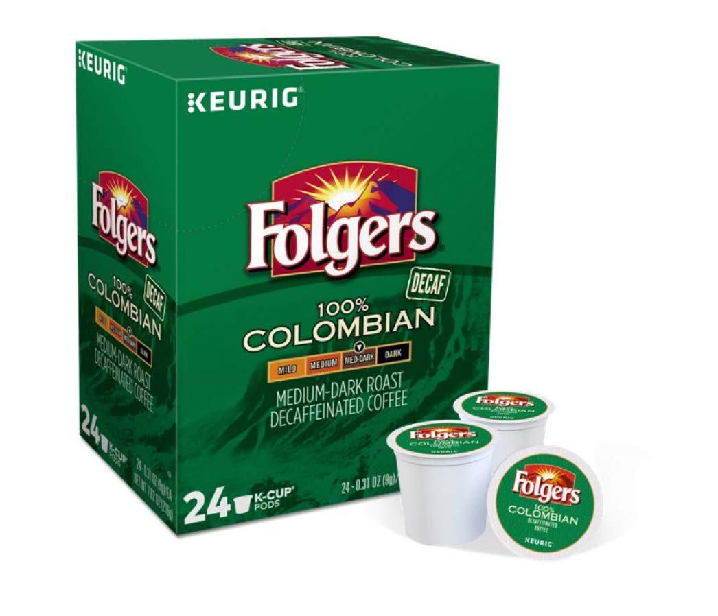 Folgers 100% Colombian Decaf K-Cups for Keurig, 24 Count, Pack of 1