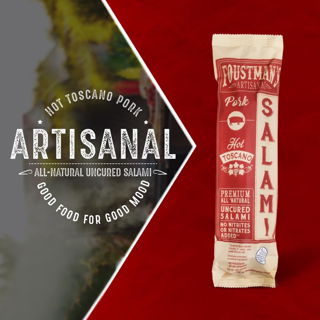 Foustmans Artisanal Salami Nitrate-Free Naturally Cured (Pack Of 3) (Hot Toscano)