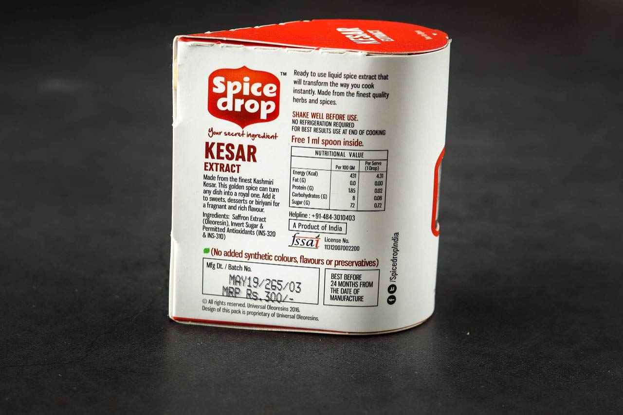 Spice Drop Saffron Extract | Pure Kashmiri Kesar | Tea, Kheer, Kesar Milk, Cooking, Baking, Biryani, Dessert | Rich Flavor Aroma