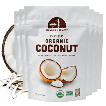 Mavuno Harvest Coconut Chips Dried Fruit Snack | Unsweetened Organic Dried Coconut Strips | Gluten Free Snack | Healthy Snacks for Kids and mature-themeds | Vegan, Non GMO, Direct Trade | 2 Ounce, Pack of 6