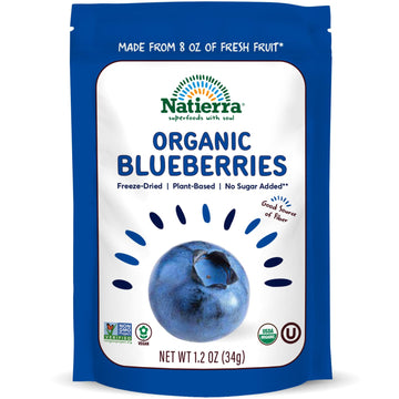 Natierra Organic Freeze-Dried Blueberries | Non-GMO & Vegan | 1.2 Ounce | Natural Color