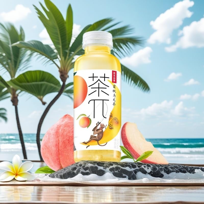 Tea Pi Iced Tea - Peach Oolong Tea Sweet Iced Fruit Tea Bottles, Real Juice, -16.9 Fl Oz, 500Ml, 15 Pack