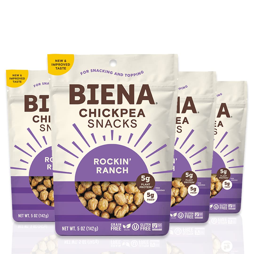Biena Chickpea Snacks, Rockin Ranch, White, 5 Ounce (Pack Of 4)