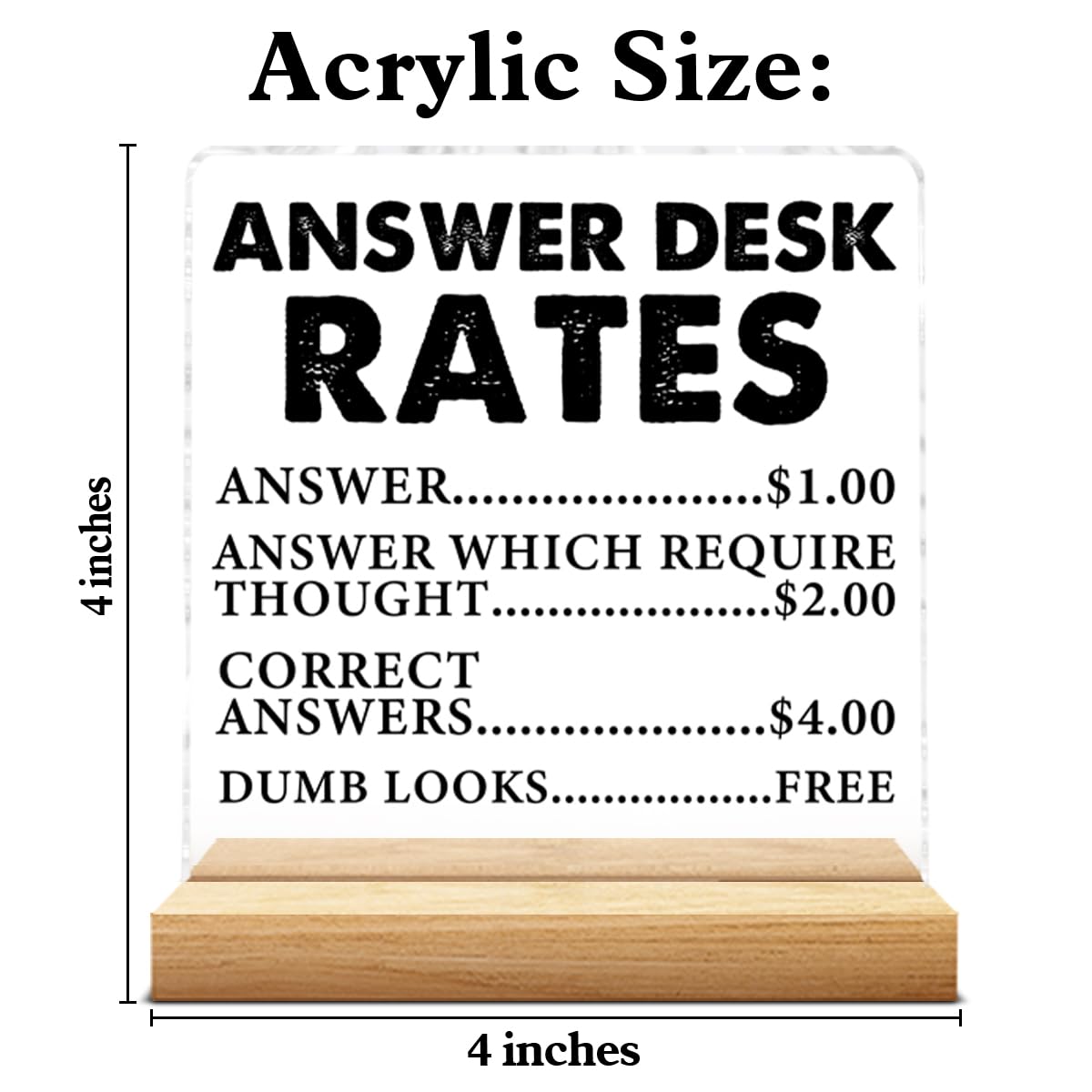 Funny Team Office Decor Gifts, Answer Desk Rates Desk Sign Cubicle Decor, Gag Gift Humorous Sarcastic Gifts For Coworker Teammat