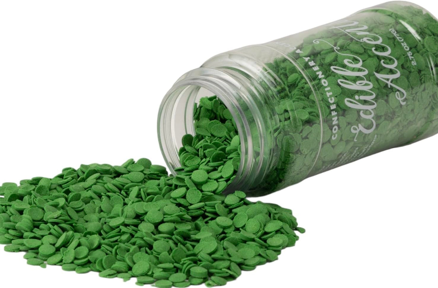 Edible Accents Green Sequins - Confectionery Accents, Gluten Free, Egg Free, Nuts Free, Kosher, Fancy Sprinkles Medley Mix, For