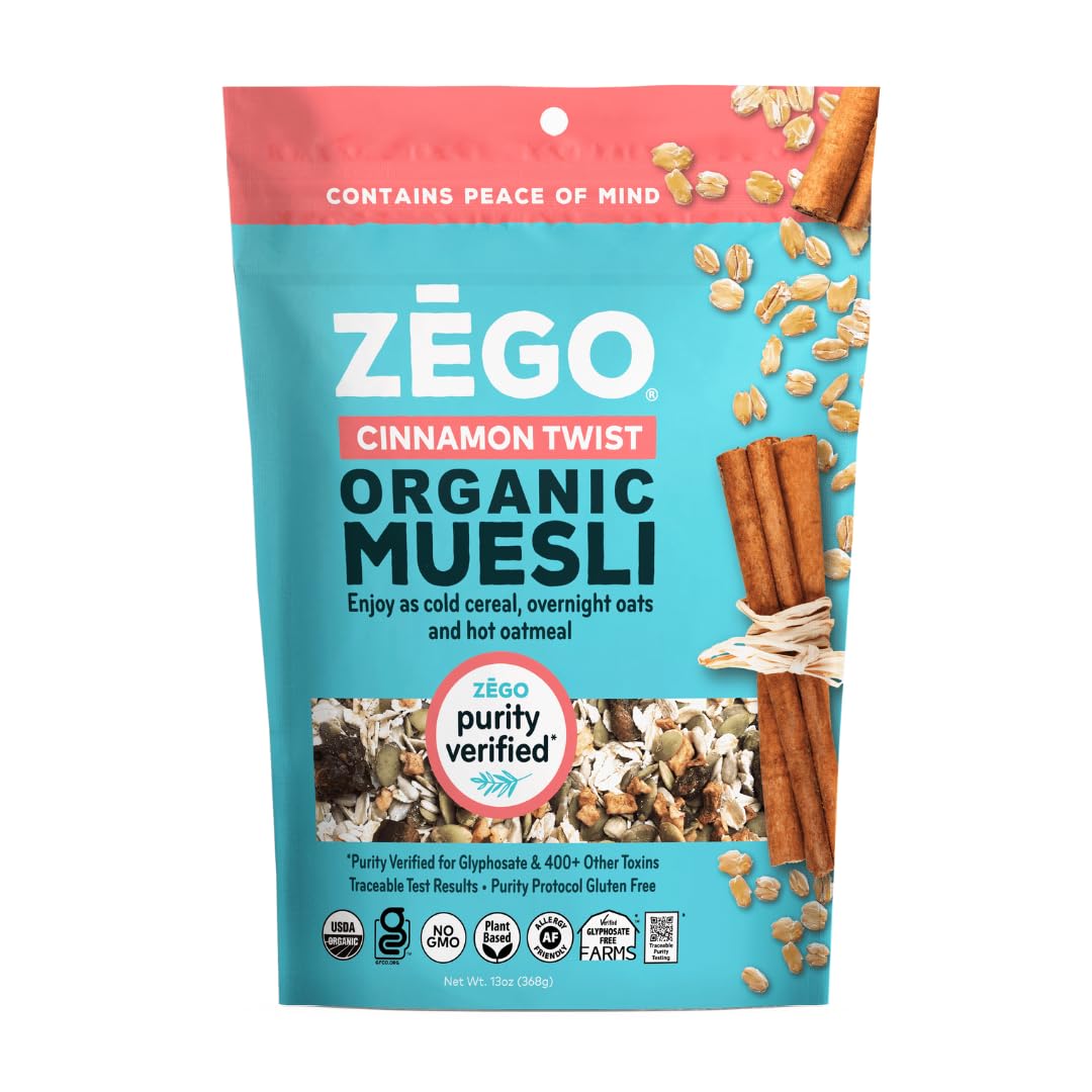 ZEGO Foods Organic, Superfood Oatmeal & Muesli, Certified Gluten Free (Cinnamon Twist) 13oz