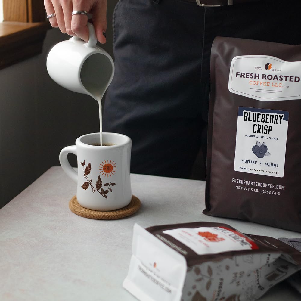 Fresh Roasted Coffee, Blueberry Crisp Flavored Coffee, 2 Lb (32 Oz), Medium Roast, Kosher, Ground