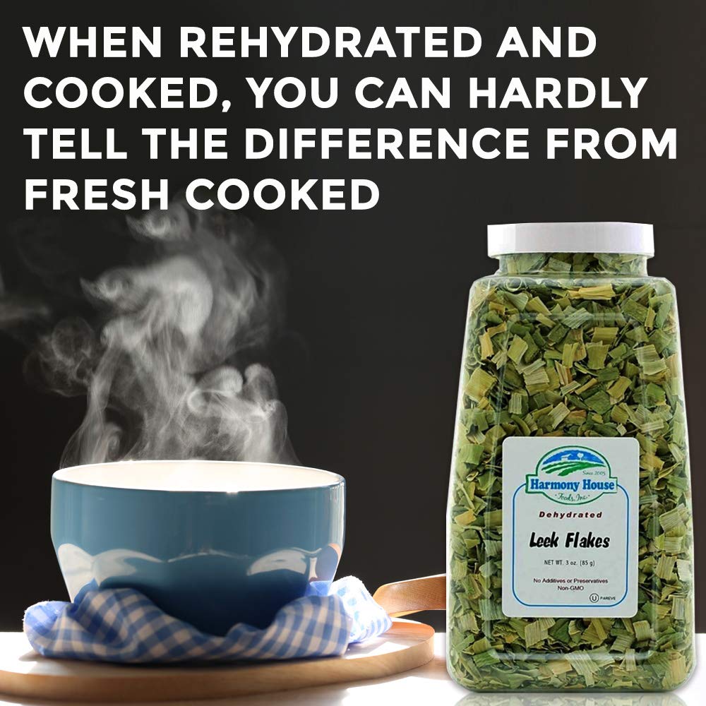 Harmony House Foods Dehydrated Leek Flakes - Air Dried Vegetables For Soup And Cooked Dishes, Great For Camping, Survival, And Backpacking, 0.5 Ounces