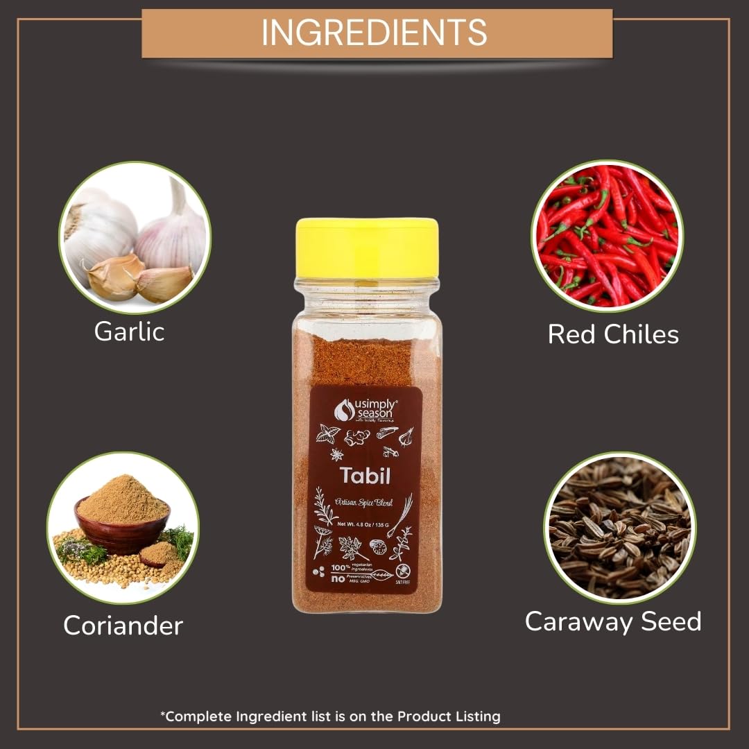 Usimplyseason Tabil Spice (4.8 Oz) - Tunisian-Inspired Blend For Robust Flavors, Ideal For Meat, Fish, And Vegetables - No Salt,