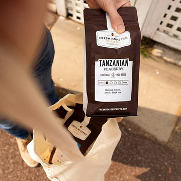 Fresh Roasted Coffee, Tanzanian Peaberry, 5 Lb (80 Oz), Light Roast, Kosher, Ground
