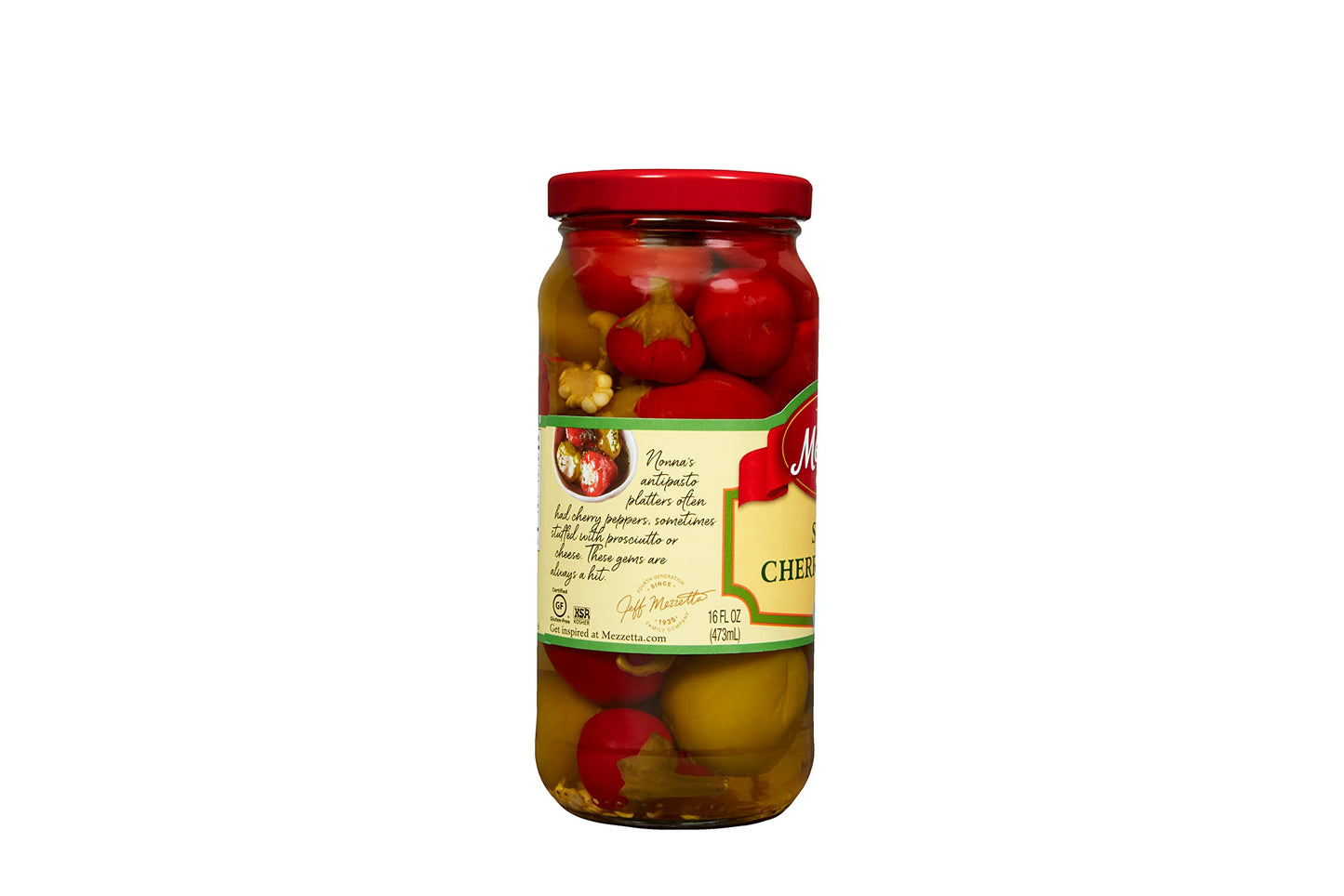 Mezzetta Sweet Cherry Peppers, Mild | Kosher, Gluten Free, Keto | 16 Fluid Ounce Jar (Pack Of 6)