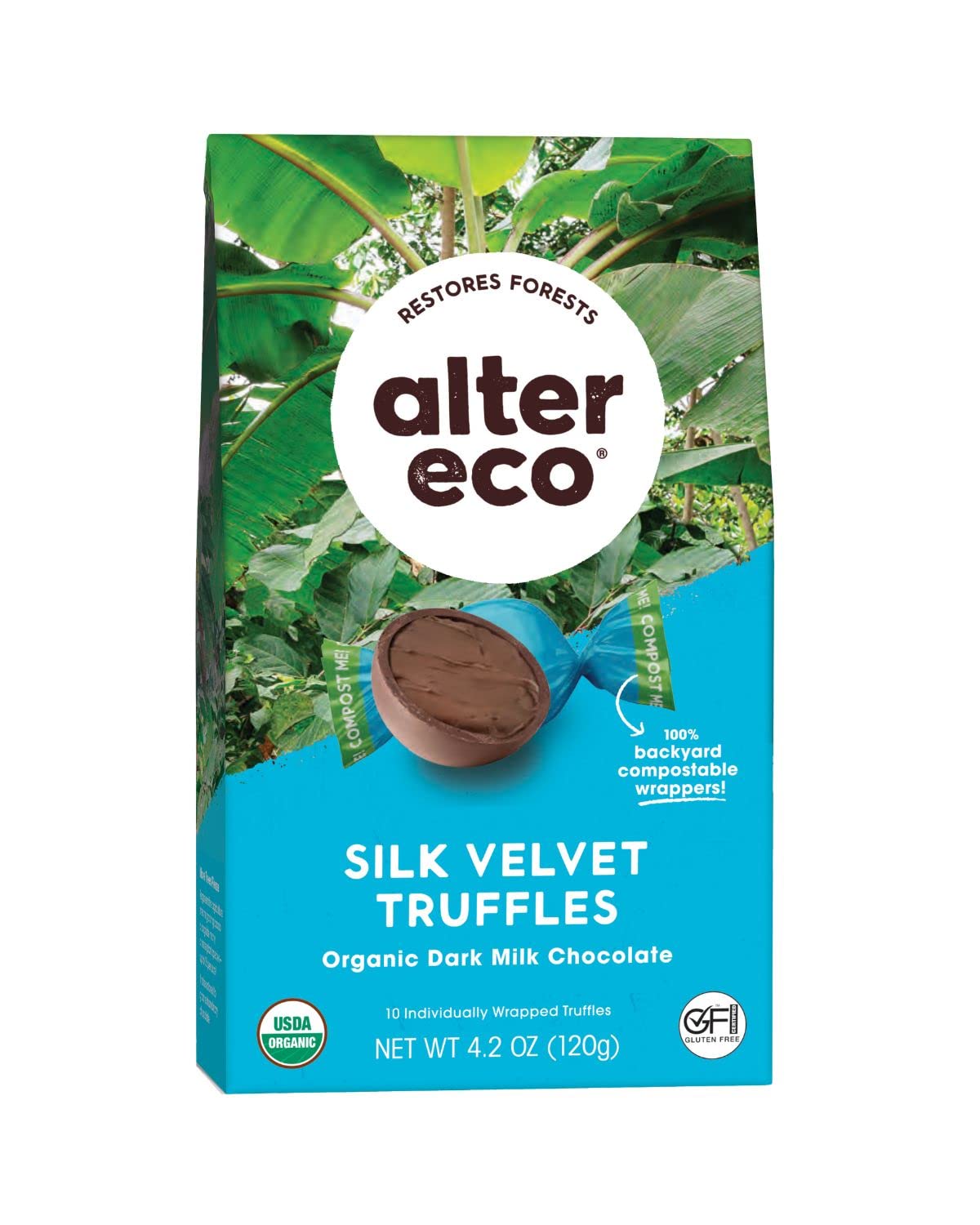 Alter Eco | Silk Velvet Truffles | 39% Pure Dark Cocoa, Fair Trade, Organic, Non-GMO, Gluten Free Dark Chocolate Truffles | 20 T