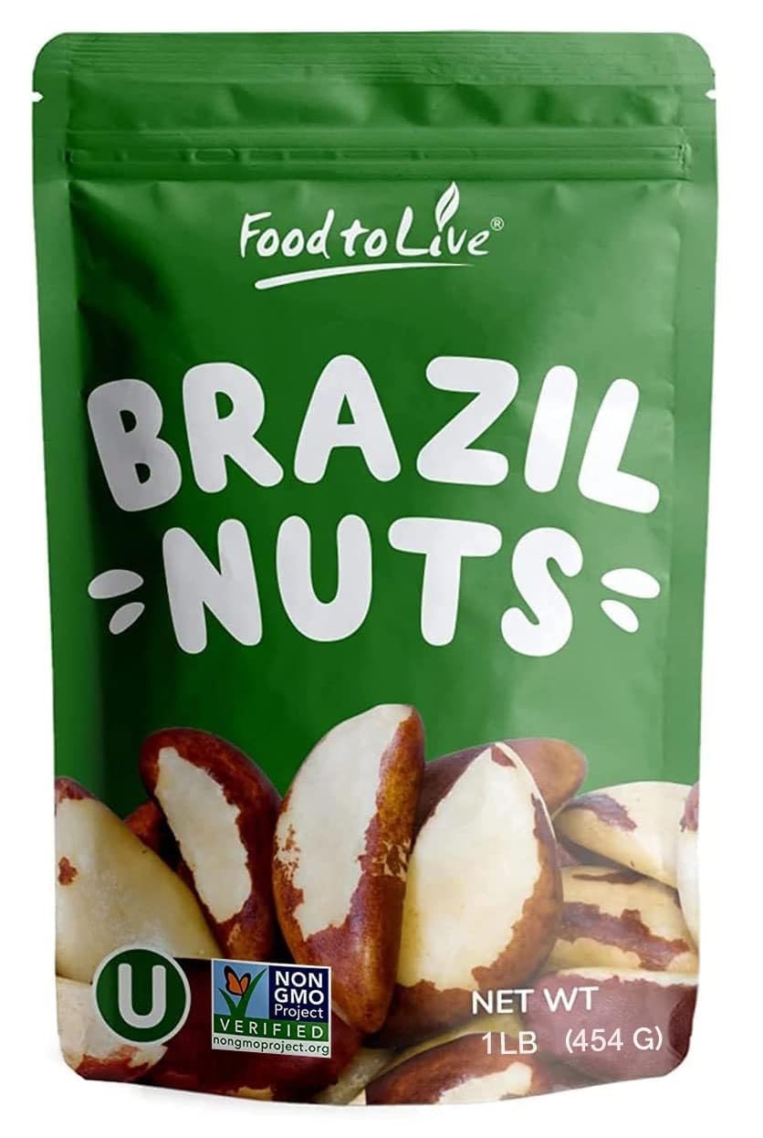 Food To Live - Dry Roasted Brazil Nuts With Himalayan Salt  1 Pound - Oven Roasted  Lightly Salted  No Oil Added  Whole. Vegan  Kosher  Bulk.